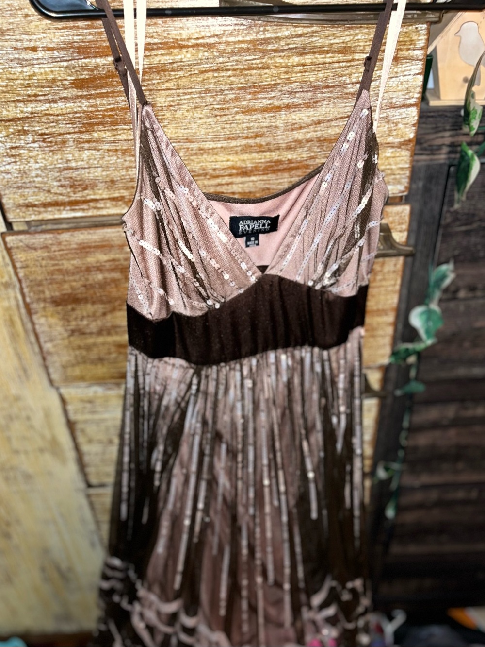 Adrianna Papell Pink and Brown High-Low Evening Dress 40$